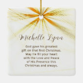 聖書聖句モダンデザインパーソナライズされた セラミックオーナメント (裏面)