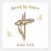 聖書聖句救by Grace スクエアシール (正面)