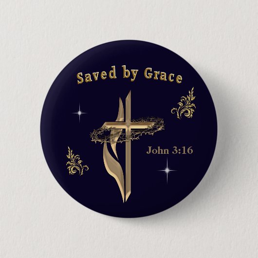 聖書聖句救by Grace 缶バッジ (正面)