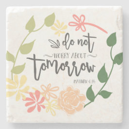 聖書詩のキリスト教フローラリースは心配しない ストーンコースター