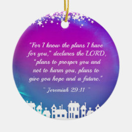 聖書詩ジェレミア29:11クリスマスビレッジ セラミックオーナメント