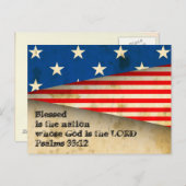聖書詩篇33:12 ヴィンテージアメリカ国旗ポストカード ポストカード (正面/裏面)