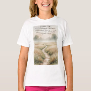 聖書 エレミヤ書 29:11 キリスト教ガールズTシャツ Tシャツ