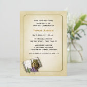 聖書，カリス，ブドウ，コミュニオン招待状 招待状 (スタンド正面)