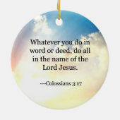 聖書 – コロサイ3:17, セラミックオーナメント (裏面)