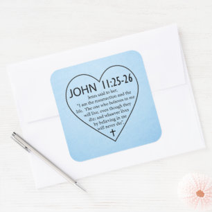 聖書 – ヨハネ11:25-26 スクエアシール