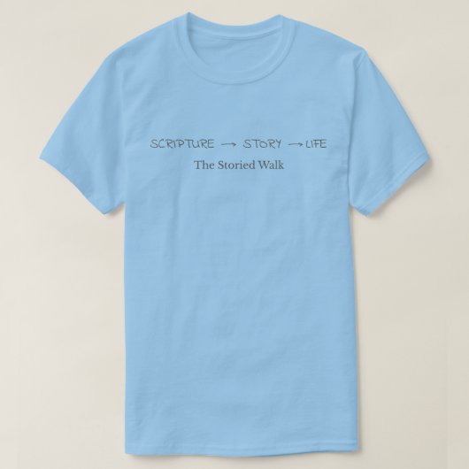 聖書→物語→人生 - ブラウン文字 Tシャツ (デザイン正面)