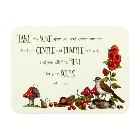 聖書：私のヨークを取る：自然アート，イエス マグネット (横)