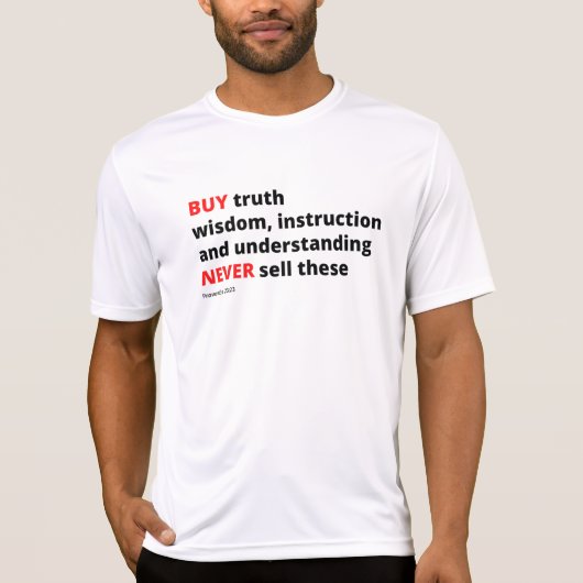 聖書、箴言23:23買、真理、知恵、 Tシャツ (正面)