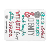 聖書、箴言31:25、彼女は強い服を着ている マグネット (横)