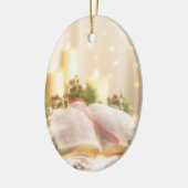 聖書、蝋燭およびヒイラギ- セラミックオーナメント (左)