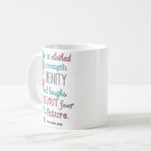 聖書、諺の31:25、彼女は強さで着ます コーヒーマグカップ (正面左)