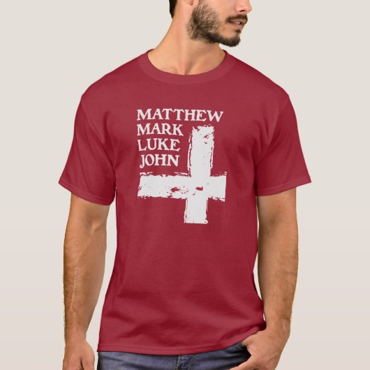 聖書 – 4福音書 – MATTHEW MARK LUKE JOHN – イエス Tシャツ (正面)