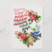 聖書NT、ローマ人12時12分、希望に喜び、 サンキューカード (正面/裏面)