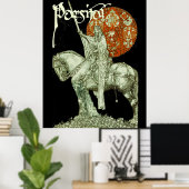 聖杯の探求のパーシファル白黒赤 ポスター (ホームオフィス)