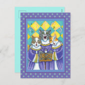 聖歌隊の猫とマウスがクリスマスキャロルを歌う シーズンポストカード (正面/裏面)