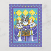 聖歌隊の猫とマウスがクリスマスキャロルを歌う シーズンポストカード (正面)