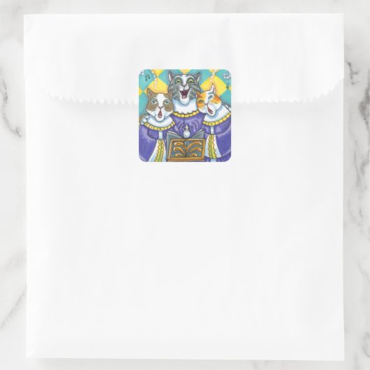 聖歌隊の猫とマウスがクリスマスキャロルを歌う スクエアシール (バッグ)