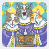 聖歌隊の猫とマウスがクリスマスキャロルを歌う スクエアシール (正面)