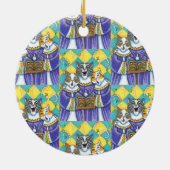 聖歌隊の猫とマウスがクリスマスキャロルを歌う セラミックオーナメント (裏面)