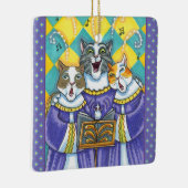 聖歌隊の猫とマウスがクリスマスキャロルを歌う セラミックオーナメント (右)