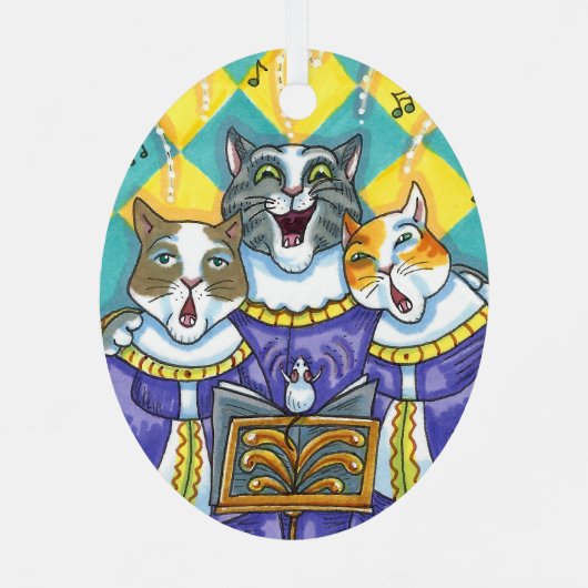 聖歌隊の猫とマウスがクリスマスキャロルを歌う メタルオーナメント (裏面)