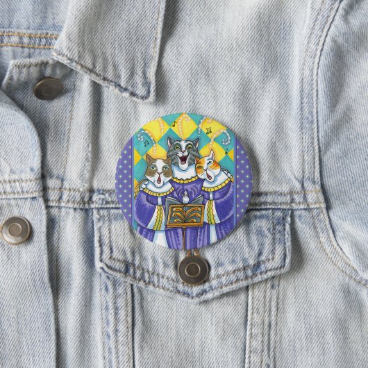 聖歌隊の猫とマウスがクリスマスキャロルを歌う 缶バッジ (インサイチュ)