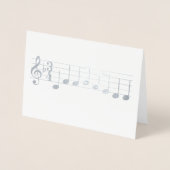 聖歌隊楽しいクリスマスの音楽の音符を 箔カード (正面)