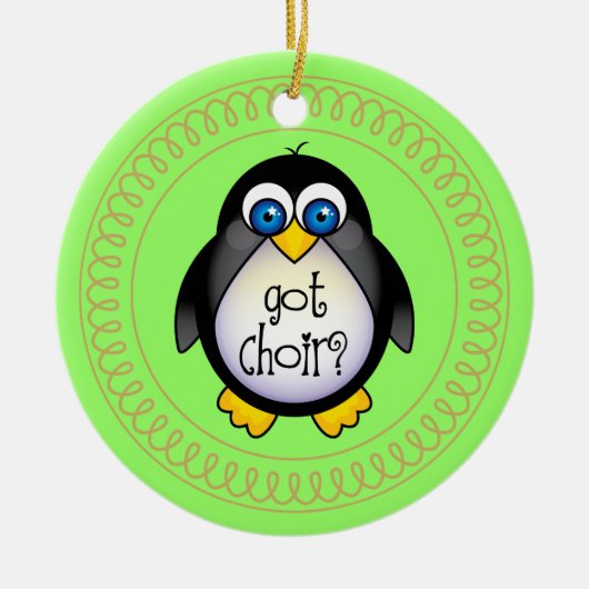 聖歌隊音楽ペンギンのオーナメントのギフト セラミックオーナメント (正面)
