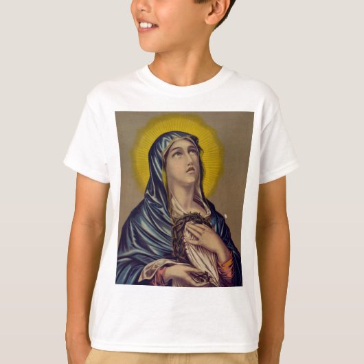 聖母の嘆き スタバト・マーテル 信心深いアート Tシャツ (正面)