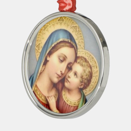 聖母マリアおよびベビーのイエス・キリストのクリスマスのオーナメント メタルオーナメント (左)