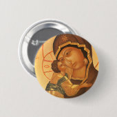 聖母マリアおよびベビーイエス・キリストの正統アイコン 缶バッジ (正面&裏面)