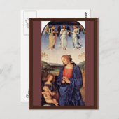 聖母マリアが幼児を崇敬し、アルカンゲロ・ガブリエルと共に ポストカード (正面/裏面)