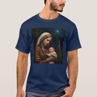 聖母マリアとイエスのクリスマス降誕 Tシャツ