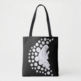 聖母マリアとバラ – 白黒 –  トートバッグ