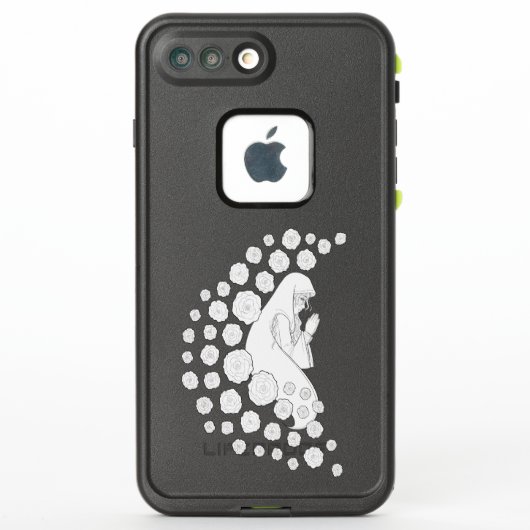 聖母マリアとバラ – 白黒 –  LifeProof iPhoneケース (裏面)