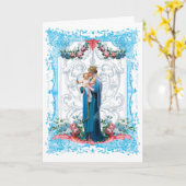 聖母マリアと幼児イエス ヴィンテージ カトリック 宗教 カード (黄色い花)