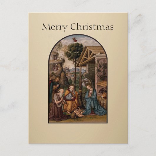 聖母マリアと幼子イエスのクリスマスグリーティング ポストカード (正面)