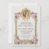 聖母マリアと聖ヨセフの婚約 カトリック結婚式 フローラル 招待状 (正面)
