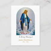 聖母マリアと赤いバラの追悼祈祷カード プレイスカード (正面)