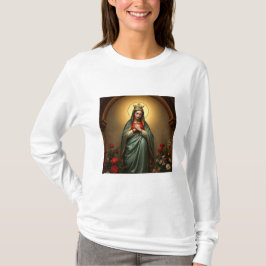 聖母マリアのカトリック女性用長袖Tシャツ Tシャツ