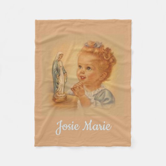聖母マリアのカトリック教のヴィンテージの女の子 フリースブランケット (正面)