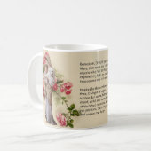 聖母マリアのバラのMemorareの賛美された祈りの言葉 コーヒーマグカップ (正面左)