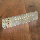 聖母マリアのパーソナライズな大理石の名札 デスクネームプレート (側面)