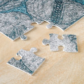 聖母マリアのベビーのイエス・キリストの天使のポートレートのヴィンテージの青 ジグソーパズル (側面)