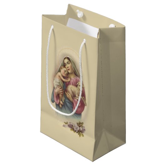 聖母マリアのベビーのイエス・キリストの賛美された花 スモールペーパーバッグ (正面アングル)