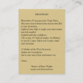 聖母マリアのベビーのイエス・キリスト賛美されたMemorareの祈りの言葉 名刺 (裏面)