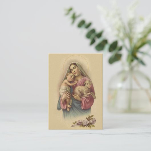 聖母マリアのベビーのイエス・キリスト賛美されたMemorareの祈りの言葉 名刺 (スタンド正面)