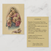 聖母マリアのベビーのイエス・キリスト賛美されたMemorareの祈りの言葉 名刺 (正面/裏面)