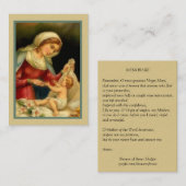 聖母マリアのベビーのイエス・キリスト賛美されたMemorareの祈りの言葉 名刺 (正面/裏面)